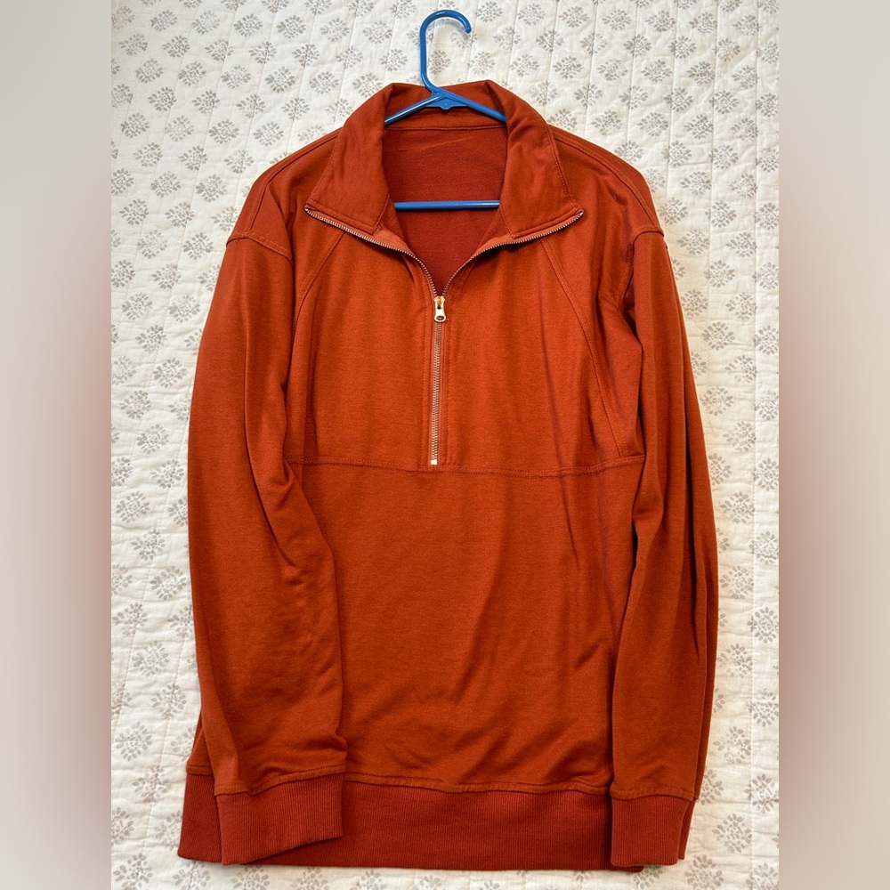 Floral Finds Rust Colored Long Sleeve Quarter Zip